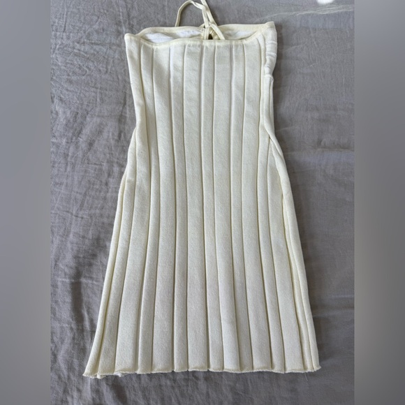 Yellow Ribbed Knit Mini Dress - Picture 2 of 3